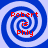 Four identical blue and white spiral patterns arranged in a , each containing red text reading "Robert is Phly"
