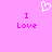 Pixelated pink background with white heart symbol above two identical 'I Love' text blocks in magenta.