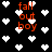 Black background with white pixelated hearts and orange text reading 'fall out boy' in a repeating pattern.