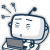Pixelated cartoon character with rounded head, two antennae-like protrusions, and rectangular screen face showing abstract blue shapes on white background.
