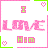 Animated contact sheet of a 48x48 pixel buddy icon showing sequential frame changes with pink and green text on white background, surrounded by small heart symbols.