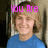 A person in a blue shirt with light brown hair appears across four , each displaying different pink text above their head