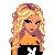 Pixel art buddy icon featuring a blonde woman in black attire with red accents and the text "Nawty Blondie" on a black background, displayed as part of a 2x2 contact sheet layout.
