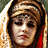A 48x48 pixel buddy icon featuring two side-by-side character portraits with a white text block below, showing visible facial details and red lip accents on both figures.