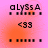 Pixelated icon with pink-orange gradient background, black text 'aLySsA', '<33', and pixelated dots