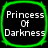 Four identical square icons with rounded corners, each displaying "Princess Of Darkness" text in white pixelated font on black background surrounded by bright green border.