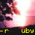 Animated sequence showing a person's face with changing text overlays in yellow on black bars, featuring repeated 'ruby' and partial 'uby' text.