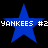 Four identical blue stars on black background with white text reading YANKEES #2YANKEES #2 in two