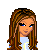 Pixelated character with long brown hair and blue eyes, wearing light blue top and pants, standing next to text reading 'wanna cuddle?' in blue letters.
