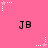 Pink background with repeated 'JB' text and white star patterns in a