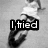 Black-and-white image of a person in motion with overlaid text reading "I tied but look at what you left me" across four