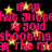 Pixelated pink text and yellow stars on black background, repeating phrases with visible motion blur across frames.