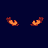 A 6-frame animated contact sheet showing a pixelated orange flame-like shape transitioning from large to small across two rows on a dark blue background.