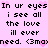 Pixelated text on pink background with repeating heart shapes, displaying lyrics about love in eyes with emoticon text.