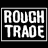 Six black-and-white display sequential animation frames of a swirling 'ROUGH TRADE' text logo transforming into abstract spiral patterns