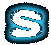Two side-by-side pixelated icons with blue gradient outlines and white centers, each containing a stylized 'S' shape.