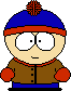 Pixelated cartoon character in blue hat with red pom-pom and brown jacket, showing multiple facial expressions including neutral, smiling, and heart-eyed.