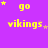 Purple background with yellow text 'go vikings' and small stars in various positions