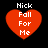 Four red heart-shaped icons with white text "Nick Fall For Me" arranged in a on a black background, each heart displaying different pixelation levels