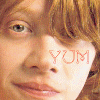 repeated close-up face images with 'YUM' text overlays, showing color and grayscale variations across frames
