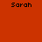 Four display the name 'Sarah' in black pixelated text on solid orange-red, bright orange, yellow-orange, and dark orange backgrounds