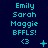 Three identical vertical of cyan text and symbols on dark blue background, each showing sequential animation changes to small icons below the text