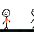 Pixel art animation of stick figures in orange and pink with text bubbles, showing a conversation about shirt color.