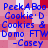 Blue pixelated text on a red and white checkered background, repeated in a pattern with identical text blocks