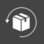 A pixelated gray icon shows a gift box with a ribbon, encircled by a curved arrow on a dark gray background.