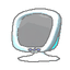 Animated sequence of a rounded computer monitor icon with silver and cyan accents rotating through multiple angles against a gray background.