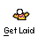 Pixelated icon shows a yellow figure with a white circular head and colorful checkered chest, below which is text reading 'Get Laid' in blocky font.