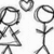 Black-and-white stick figure icons of two people kissing, surrounded by heart symbols on a white background.