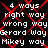 Black background with red X patterns and white text listing '4 ways', 'right way', 'wrong way', 'Gerard Way', 'Mikey Way' in pixelated font.