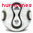 Pixelated circular icon with red text 'hurricanes' above a black-and-white hourglass symbol on light gray background.