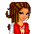 Pixel art contact sheet showing two frames of a female character in sports attire with red text reading 'sports babe' on the right side.