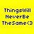Yellow background with black pixelated text reading "ThingsWill NeverBe TheSame<3" in four , each showing different pink highlight placements