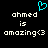 A static pixel art image with a black background, displaying two identical text blocks and a cyan heart symbol above the left block.