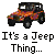 Pixelated jeep icon with orange and purple body, black roof and wheels on gray background; text below reads "It's a Jeep You Wouldn't Understand!".