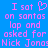 Blue background with pink pixelated text reading "I sat on santas lap and asked for Nick Jonas" and a heart symbol replacing the 'o' in 'santas'.