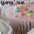 Animated sequence of cupcake icons with changing text labels above each frame, showing color variations in the word 'cupcake' and a small pink dot on one icon.