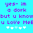 Pixelated text on cyan background with purple letters and white/light blue symbols below.
