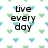 Pixelated icon with repeating heart pattern background, black text reading "Live every day" and "like it's your last," and a heart symbol <3.