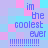 Pixelated text on a pastel background with repeated phrases and exclamation marks