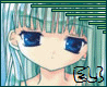Anime-style character with teal hair and blue eyes, static pose showing three variations of background lines.