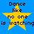 Yellow star with black text "Dance like no one is watching" on blue background, displayed in four identical