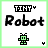 A 5x5 contact sheet of animated frames showing a pixelated green robot icon with