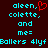 Pixelated text on dark background with cyan letters and red heart symbol, showing two identical side-by-side layouts.