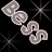 Animated contact sheet showing two frames of a pixelated 'BBS' logo animation with light pink and gray color scheme against black background, featuring starburst effects at corners.