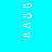 =P =D =] =) emoticons on cyan background with blue highlight rectangles in two