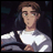 Pixelated anime-style character with brown hair and white shirt on left, adjacent to black background with silver text "Anime IM" above smaller cursive "com" on right.